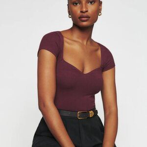 Reformation Burgundy Short Sleeve Tee